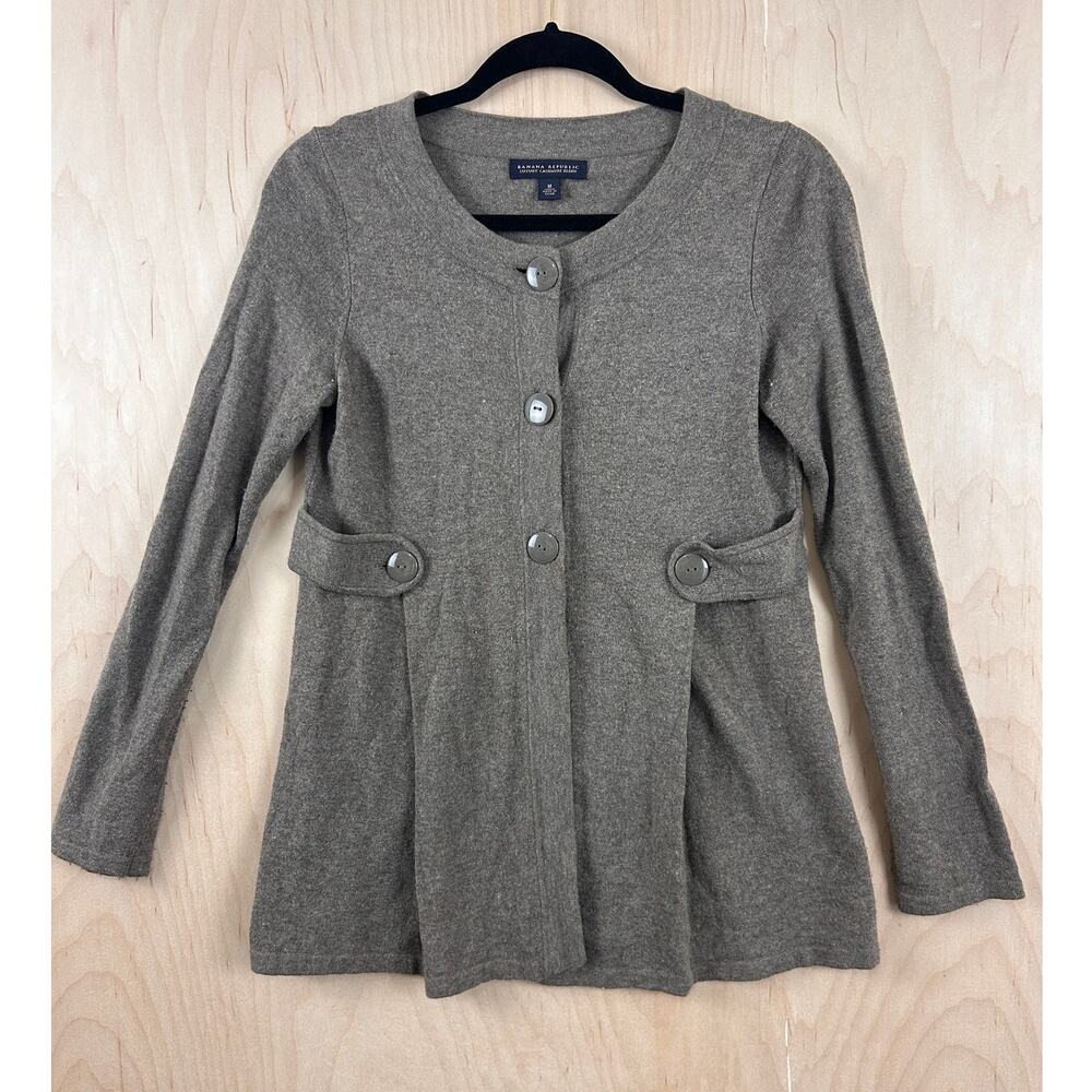 Banana Republic Luxury Cashmere Blend Gray Button Front Cardigan Sweater M